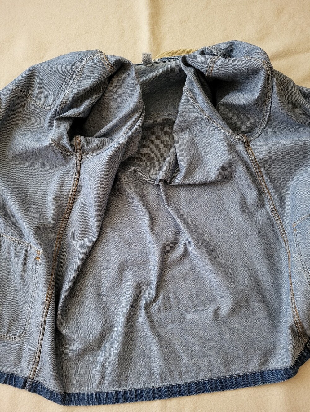Vintage Long Denim Chore Coat Women's Size 22/24 Cotton Hong Kong - Picture 13 of 14
